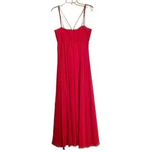 spaghetti strap chiffon dress with beaded empire Graceful Spaghetti Straps Split Pleated Empire Waist V Neck Floor Leng